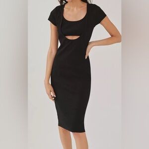 Anthropology✨T.LA Twofer Cut Out Ribbed Black Dress Size Large